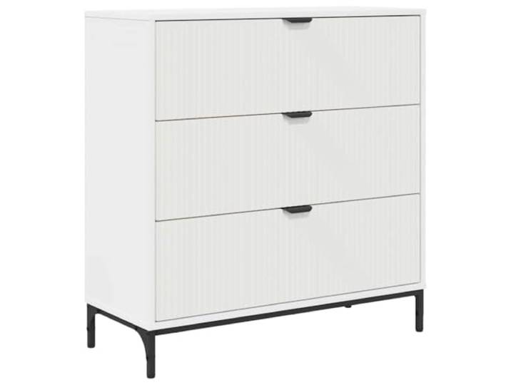 KGFHERENB Sideboard Weiß 79,5x33x82 cm Kommode mit 3 Schubladen Schlichter Anrichtenschrank für Esszimmer, Flur und Küche mit Metallbeinen und Kippschutz