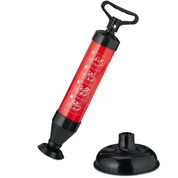 Relaxdays Abflussreiniger Pumpe Rot,Schwarz