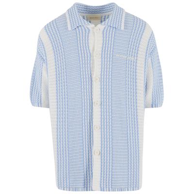 Kurzarmshirt ANOTHER COTTON LAB "Another Cotton Lab Oversized Mesh Knit Summer Shirt", Damen, Gr. XS, blau, 100% Baumwolle, Shirts