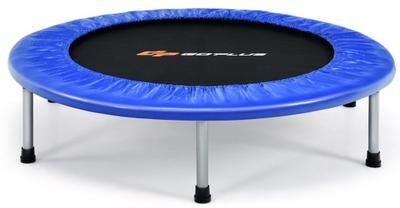 "Costway 40"" Foldable Fitness Trampoline with Safety Pad for Adults and Kids-Blue"