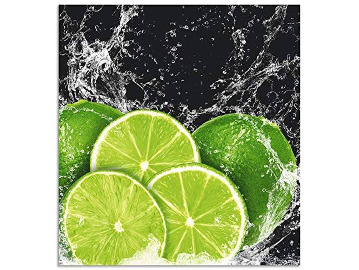 ARTland Spritzschutz Küchenrückwand aus Alu für Küche Herd Spüle 60x65 cm (BxH) mit Motiv Essen Obst Früchte Limette Eiswasser Modern Dunkel H9KL