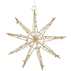 ECD Germany LED Weihnachtsstern 30 cm Gold, 30 warmweiße LEDs, batteriebetrieben, Metall-Schneeflocke mit Timer, Weihnachtsdeko für Fenster & Tisch