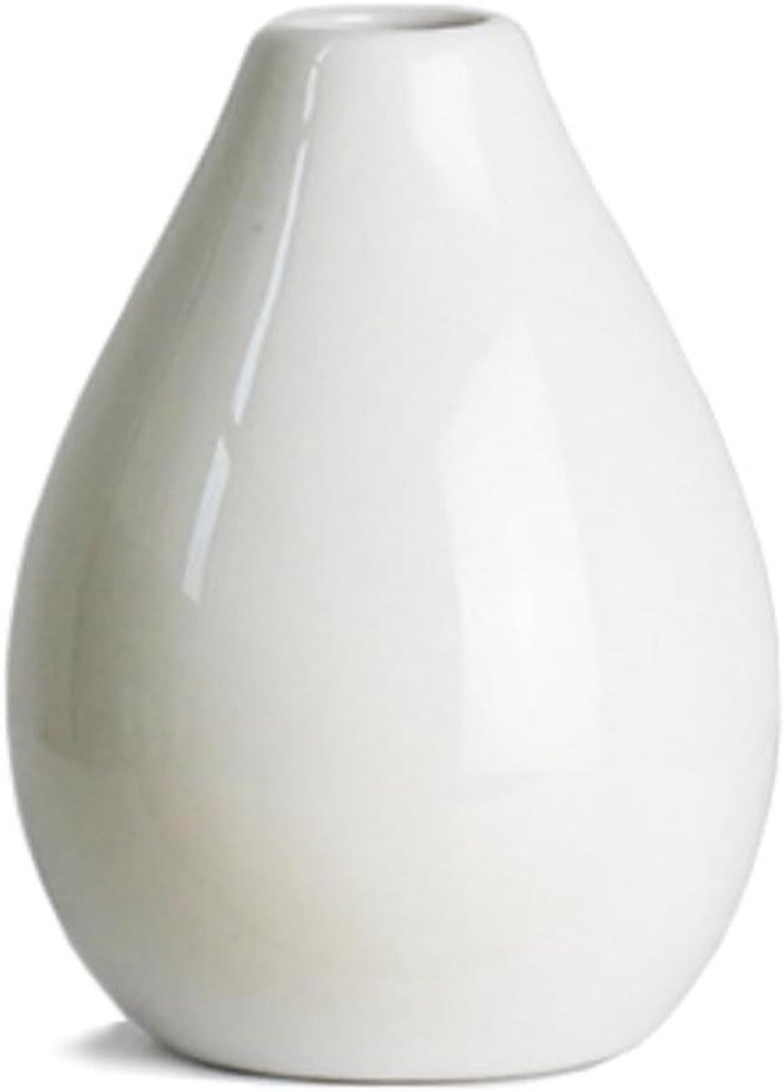 Wit Keramische Mini Vaas - Decoratieve Geglazuurde Pot - Hoogte: 75 cm