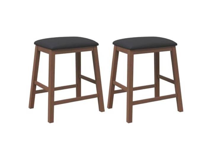 HGPOTUY Barstühle mit Kissen 2 STK. Braun Massivholz Gummibaum Rückenlehnen, gepolstertes Kissen, atmungsaktiver Stoff, massives Gummibaumholz, für Küche Esszimmer Wohnzimmer