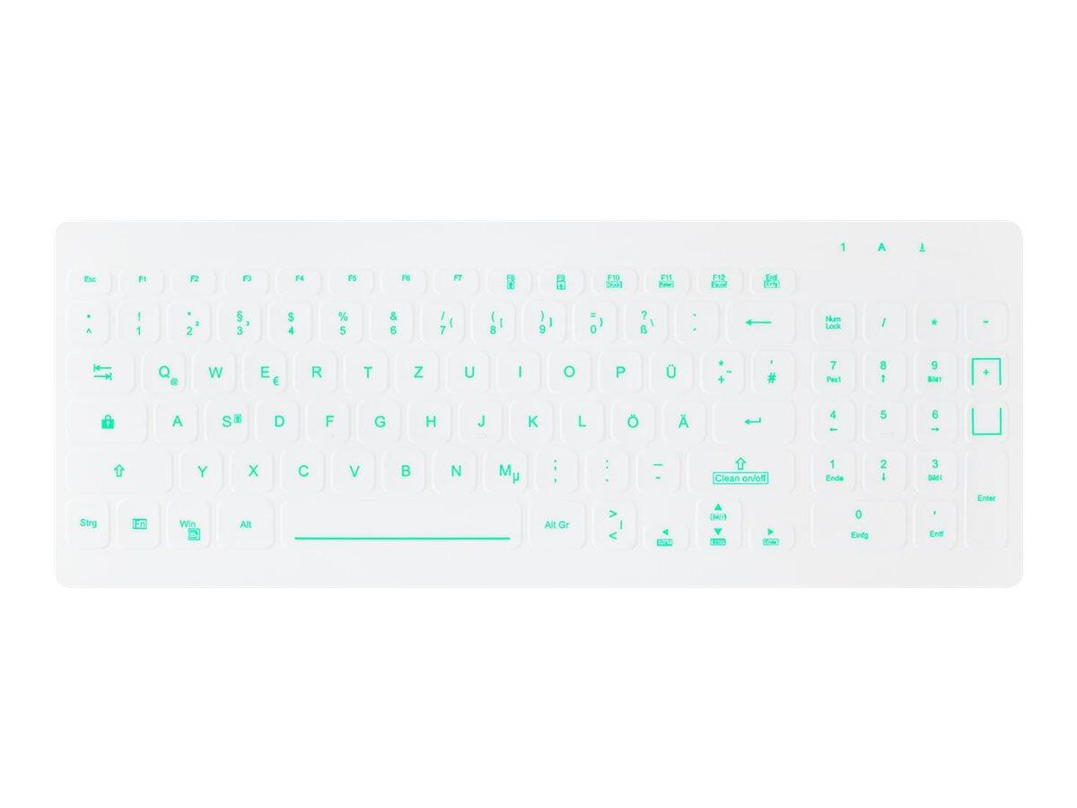 ContourDesign Active Key AK-CB7012 Hygiene Tastatur mit Beleuchtung - QWERTZ Deutsch - Weiß AK-CB7012F-US-W/GE