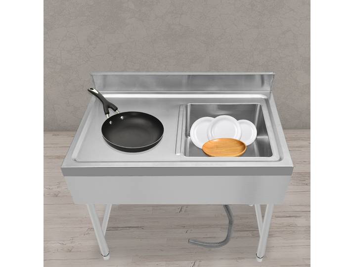 Évier autoportant en acier inoxydable 100x50x80cm, évier de Restaurant Commercial, évier extérieur pour maisons, école, fermes, arrière-cours
