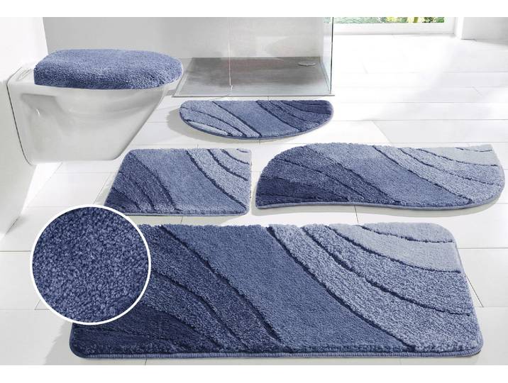 Badematte GOODPRODUCT Josie, Badvorleger, Badezimmer Teppich Gr. 11, blau (verlauf blau), H:20mm, Polyester, Badematten, Badematte, Badteppich, Badematten, rechteckig, rund & als 3-tlg. Set erhältlich