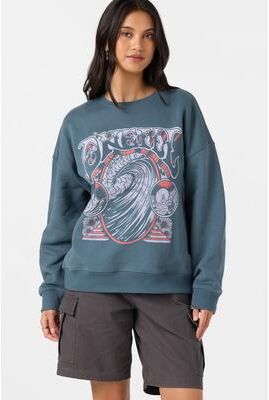 O'Neill s Psych'd Oversized Crew Neck Fleece in Dark Slate, Size Small