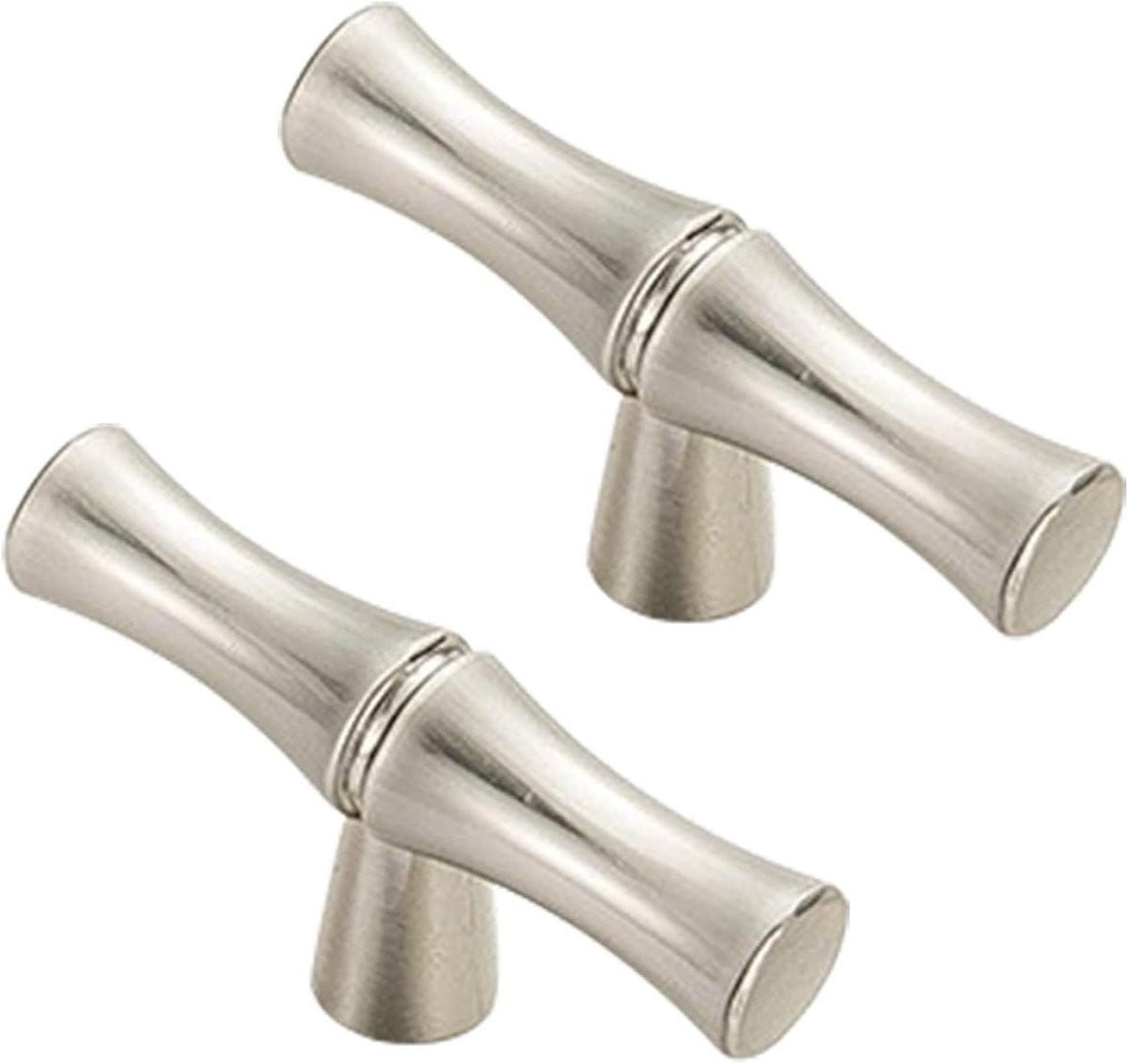 Meubelgrepen bamboe - Kastdeur knoppen - Geborsteld zinklegering - Zilver