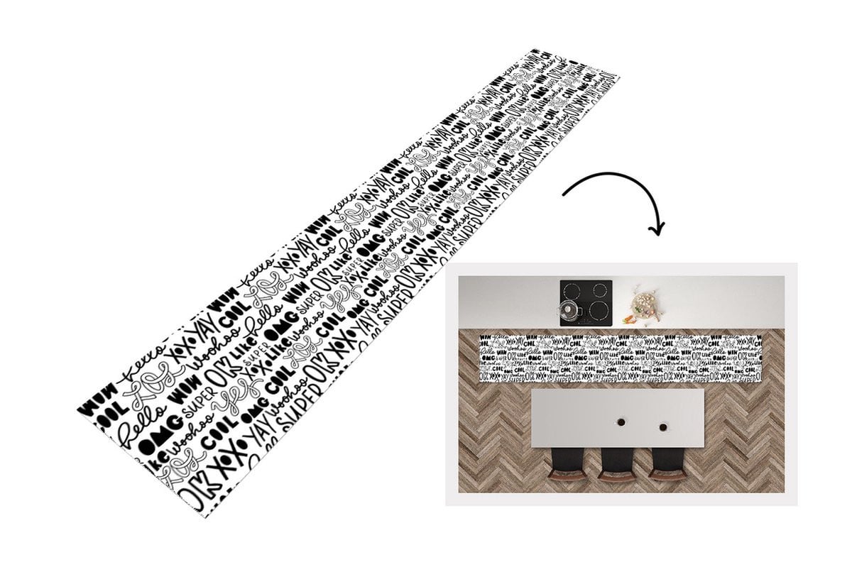 Keukenloper met quotes en letters voor tieners, vinyl, 300 x 50 cm