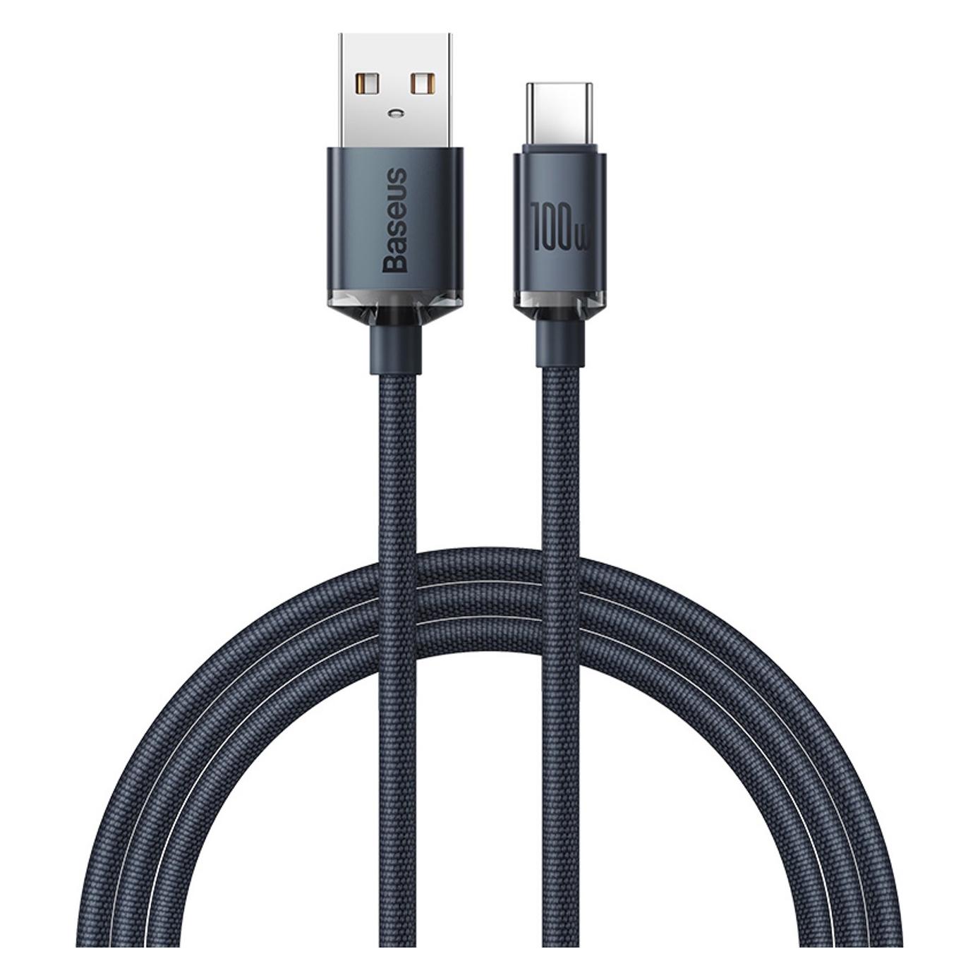 Baseus Crystal Shine Series Fast Charging Data Cable USB to Type-C 100W 1.2m Purple (1.20 m, USB 2.0, 100 W) (CAJY000405)