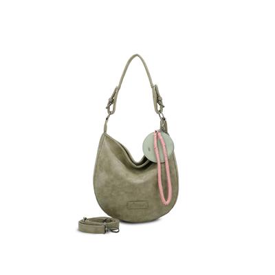 Schultertasche FRITZI AUS PREUSSEN "Fritzi Hobo", Damen, Gr. B/H/T: 10cm x 31cm x 33cm, grün, Lederimitat, unifarben, Taschen Schultertasche, mit abnehmbaren Schultergurt