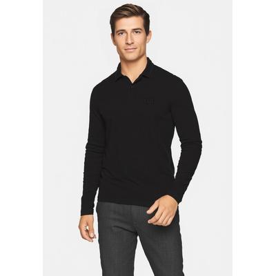 Langarm-Poloshirt BOSS GREEN "Pirol", Herren, Gr. XXL, schwarz (schwarz001), Jersey, Obermaterial: 100% Baumwolle, unifarben, regular fit normal, abgesteppte Kante, Shirts, Langarm, regular fit, Logo-Stickerei