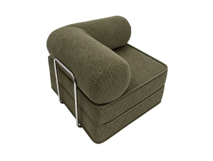 Fauteuil convertible avec accoudoirs en velours côtelé kaki
