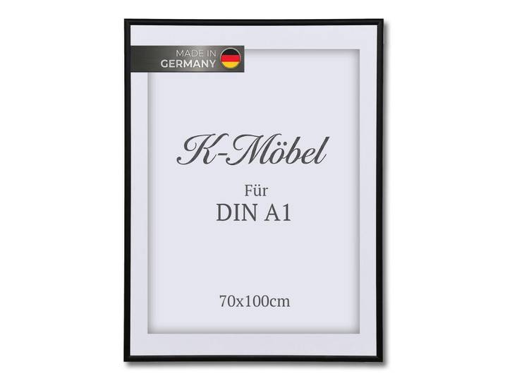 K-Möbel Aluminium Bilderrahmen DIN A1 mit Passepartout, Schwarz, Metall, Rechteckig, 70x100x1.6 cm, Bilder & Rahmen, Bilderrahmen, Alurahmen