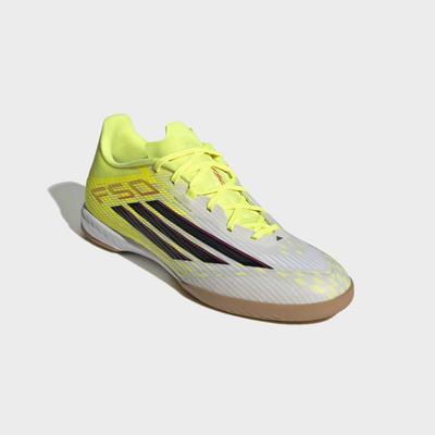 Fußballschuh ADIDAS PERFORMANCE "F50 LEAGUE, HALLENBÖDEN", Herren, Gr. 44, team solar gelb 2, core schwarz, lucid rot, Synthetik, Textil, Schuhe Fußballschuh, für Hallenboden