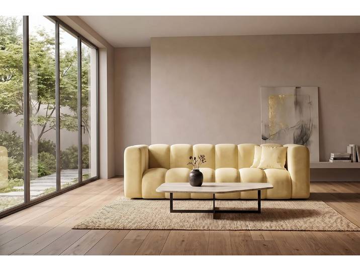 Kaiser Möbel Sofa Modulares 3-Sitzer GRAND im Velvet-Stoff Riviera, Sofa, modulares Design, vertikale Unterteilungen