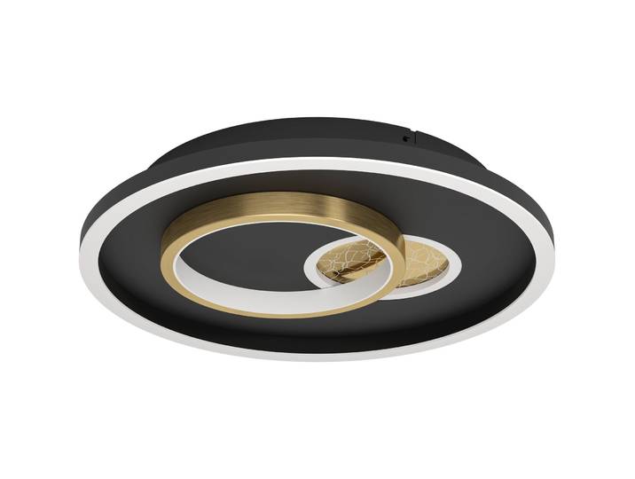 Deckenlampe Tiriolo Schwarz, gold Stahl/Kunststoff B 38 cm - Farbe: Schwarz;gold