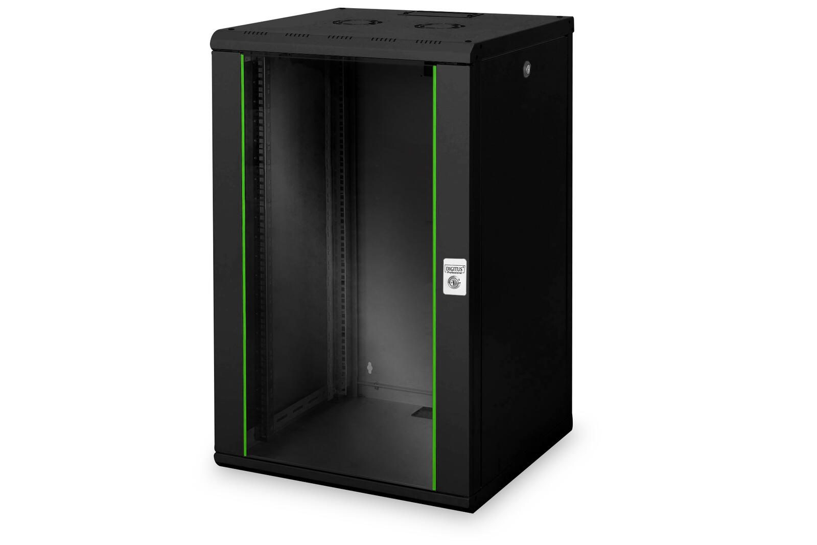 Digitus 20HE 19"-Wandgehäuse Unique Serie RAL 9005 schwarz DN-19 20U-6/6-SW