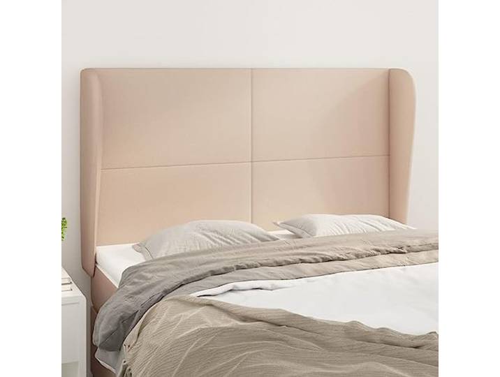 KTHLBRH Kopfteil aus Kunstleder, Cappuccino, klassisches Design, elegantes Design, mit Beinen aus massivem Lärchenholz, höhenverstellbar, Rückenstütze, langlebig