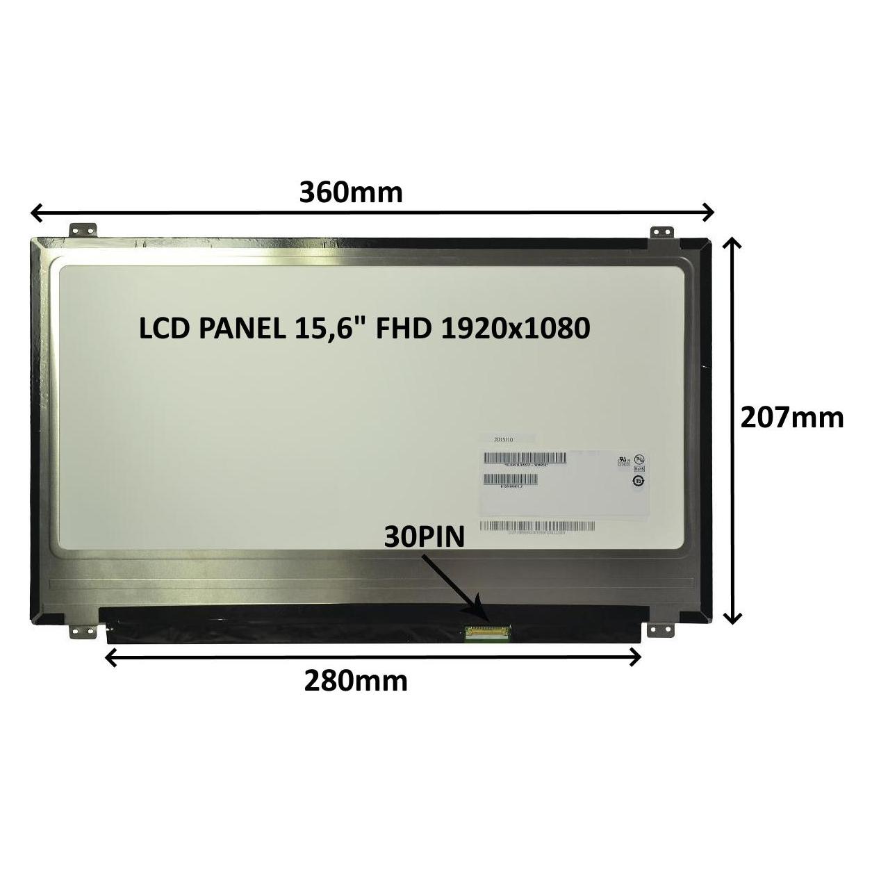 SIL LCD PANEL 15,6" FHD 0PIN MATNÃ / ÚCHYTY NAHOÅE A DOLE (77046121)