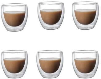 Inspired Living Double Wall Glass Espresso Cups Set 6pcs 80ml Insulated Clear Coffee Mugs Double Wall Glass Espresso Cups Set 6pcs 80ml Insulated Clear Coffee Mugs