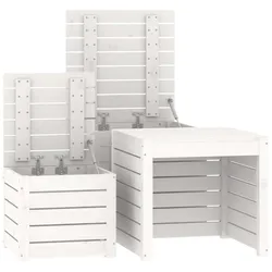Helloshop26 - Set mit 3 Gartenaufbewahrungsboxen massives Kiefernholz weiß