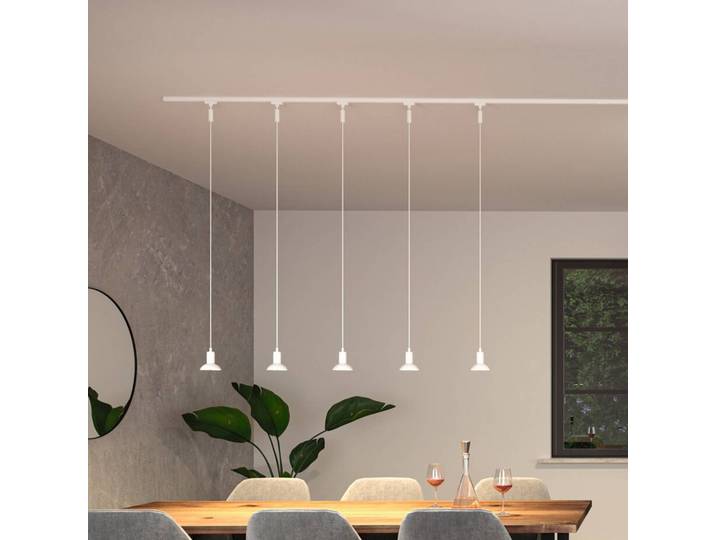Paulmann URail Hängeleuchte Runa, signalweiß, GU10 dimmbar, weiß / opal, für Wohn- / Esszimmer, Metall, Modern