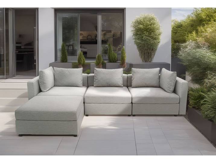 Sofaelement DOMO COLLECTION Solskin, individuell erweiterbar/kombinierbar , silber, B:92cm H:80cm T:96cm, 100% solution dyed Acryl, Polsterelemente, Sofaelement, mit losen Kissen. Rücken- und Seitenteile als Stecksystem.
