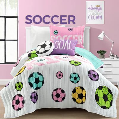 Lush Decor Girls Soccer Kick Quilt Set