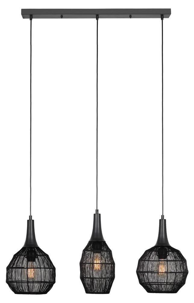 Trio Hanglamp SORAYA Zwart Metaal B/D/H: 86 x 26 x 150 cm