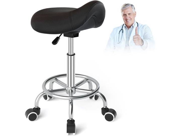 Tabouret De Selle De Cheval Anti-Mal De Dos Tabouret Ergonomique Avec Roues Tabouret Esthétique Réglable En Hauteur De 46 À 59 Cm