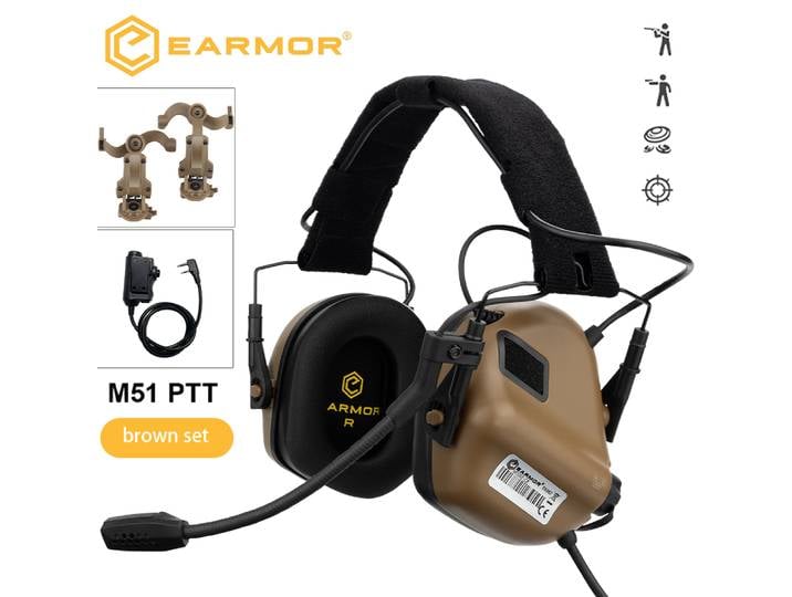 EARMOR M32 SE casque antibruit de tir tactique et M51 PTT avec adaptateur de Rail ARC casque adapté pour la chasse suppression du bruit