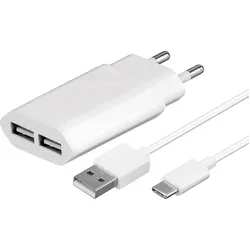 MicroConnect USB3.1CA1SETW Innenraum Weiss Ladegerät für Mobilgeräte (10 W, 2 Ports), USB Ladegerät, Weiss