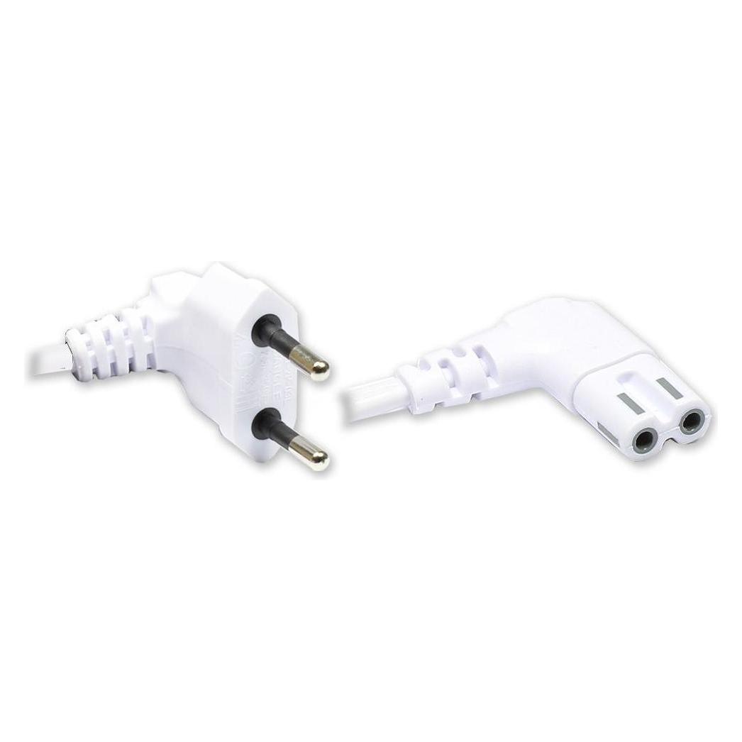 Varia Euro-Netzkabel, Netzstecker an Euro 8 Buchse, beidseitig 90° abgewinkelt, weiss, 5m (5 m, CEE 7/16) (1550-ZW050W)