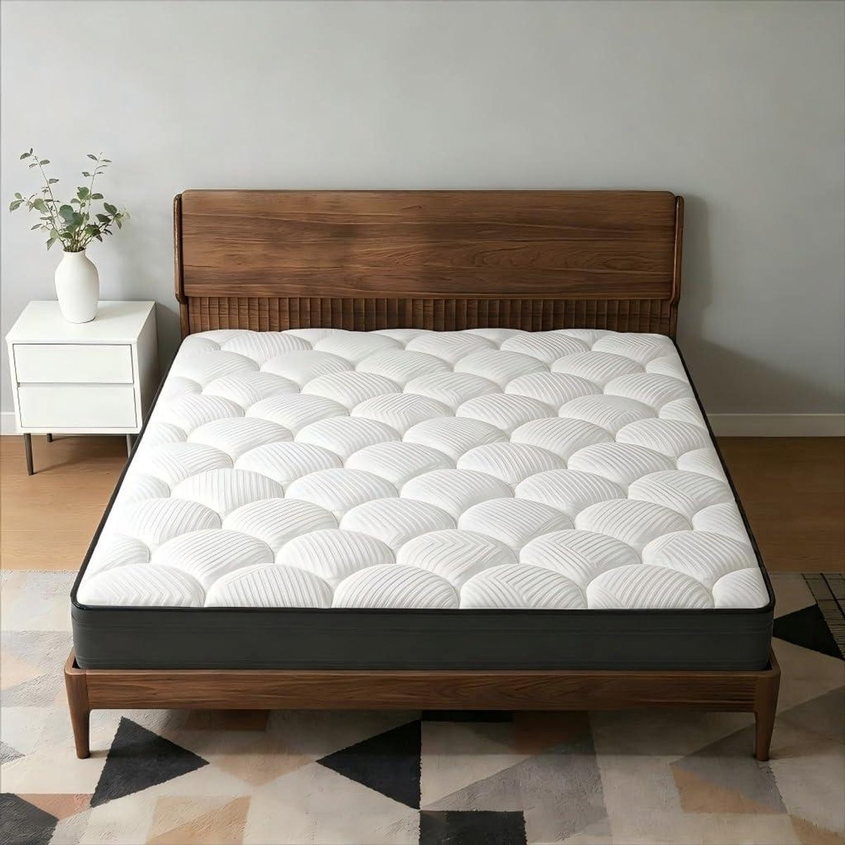 Merkloos Hybrid Pocketveringmatras met Comfortschuim en 7-zones Ergonomie, Wit, 140 x 200 cm