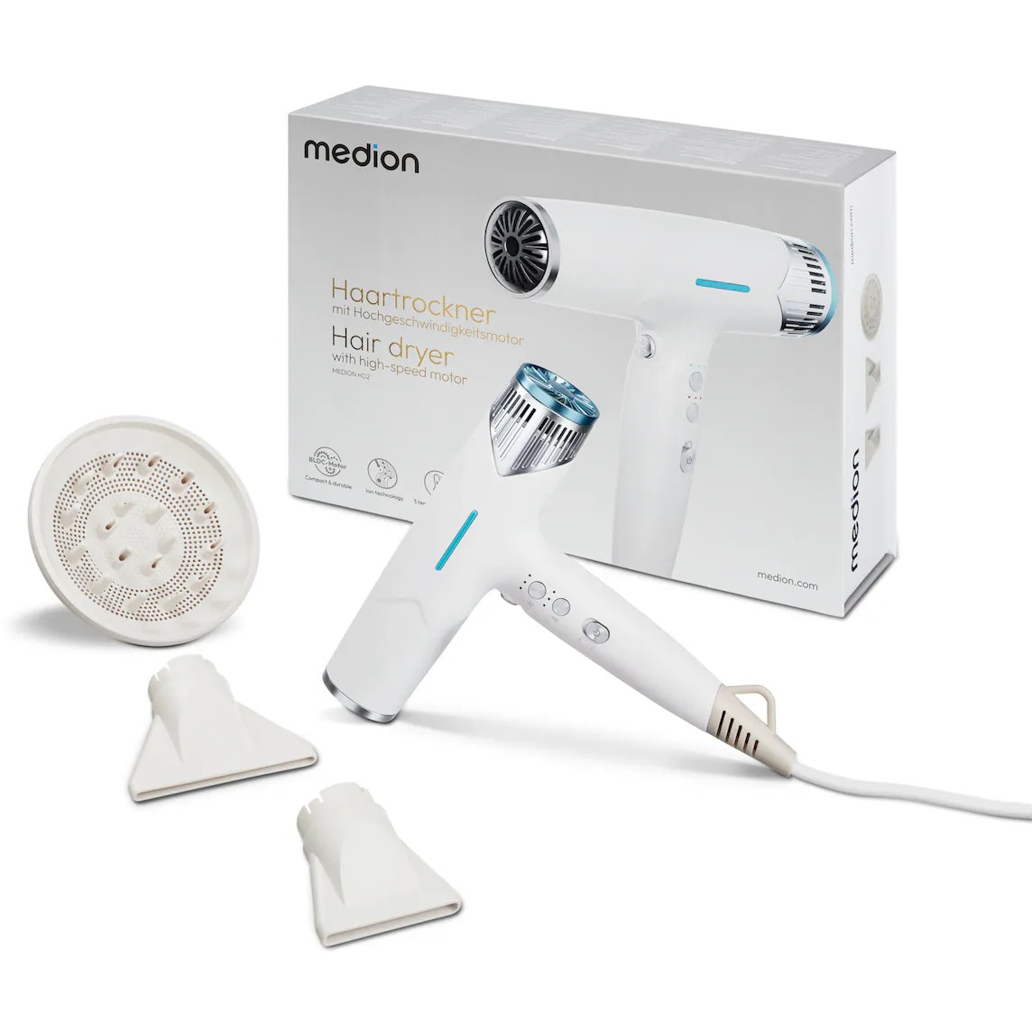 Medion HD2 Haartrockner mit Ionen-Technologie weiß