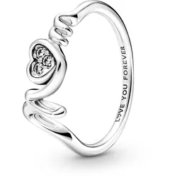 Pandora 191149C01 Damen-Ring Mom Pavé Herz Silber, 52/16,6