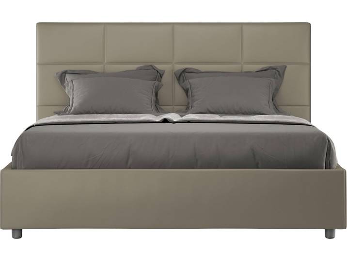 ITYHOME - Lit double coffre rembourré 140x190 similicuir cappuccino Mika