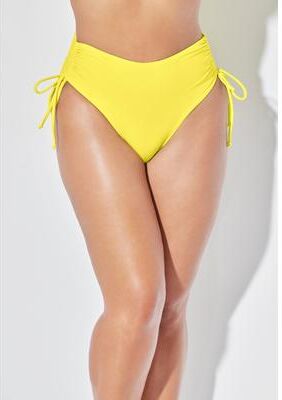 Plus Size Women's Virtuoso Ruched Side Tie Tummy Control Bikini Bottom by Swimsuits For All in Pineapple (Size 20)