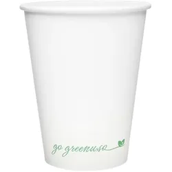 MONOUSO - Weißer Pappbecher "Go Green" 12Oz/360ml Ø9,0cm (1.000 Stück)