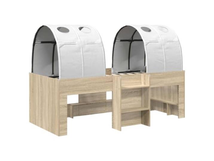 SKTQYQO Bett mit 3 Teilen Sonoma und weißem Holz Lattenrost, fester Lattenrost, 120 kg, modernes Design, Schlafzimmer