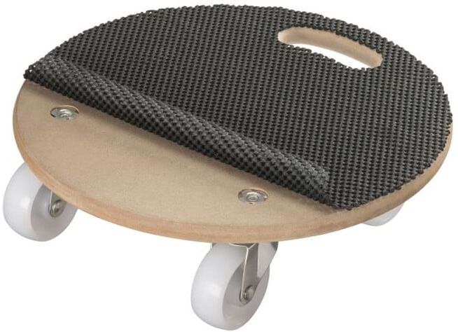 Plateau roulant STIER Basic+ round avec tapis antidérapant, charge max. 250kg , 380 x 18 mm, chariot à roulette, plate-forme sur roulette (904223)