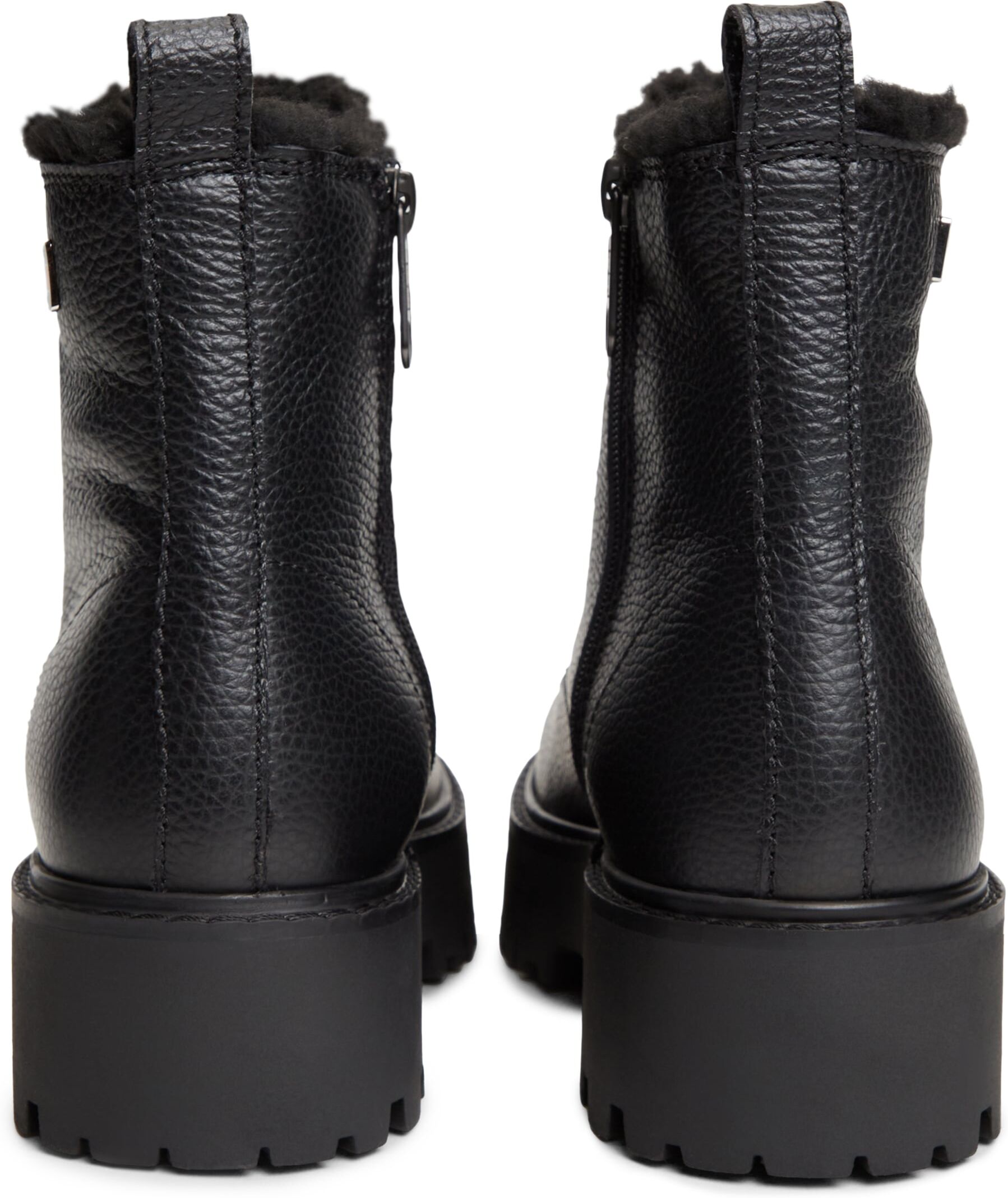 Winterstiefelette TOMMY JEANS "TJW PLATFORM BOOTS WL", Damen, Gr. 37, Warmfutter, schwarz, Nappaleder, Schuhe Winterstiefelette, Blockabsatz, Schnürboots, Winterboots mit seitlicher Logoflag