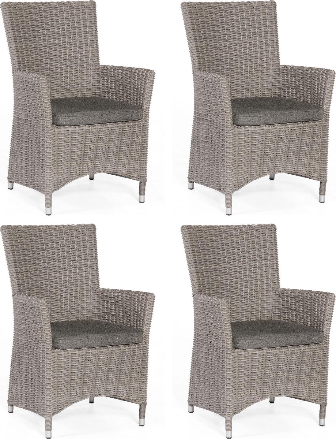 Sonnenpartner 4x Garten-Sessel Ikarus Aluminium/Polyrattan stone-grey Gartenstuhl