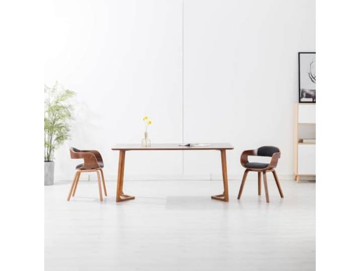 Esszimmerstühle, dunkelgrau, Stoff und gebogenes Holz, mit Armlehnen, 2 Ergonomischer Komfortschaum, Stabilität aus gebogenem Holz, Belastung 110 kg pro Sitz, einfache Montage