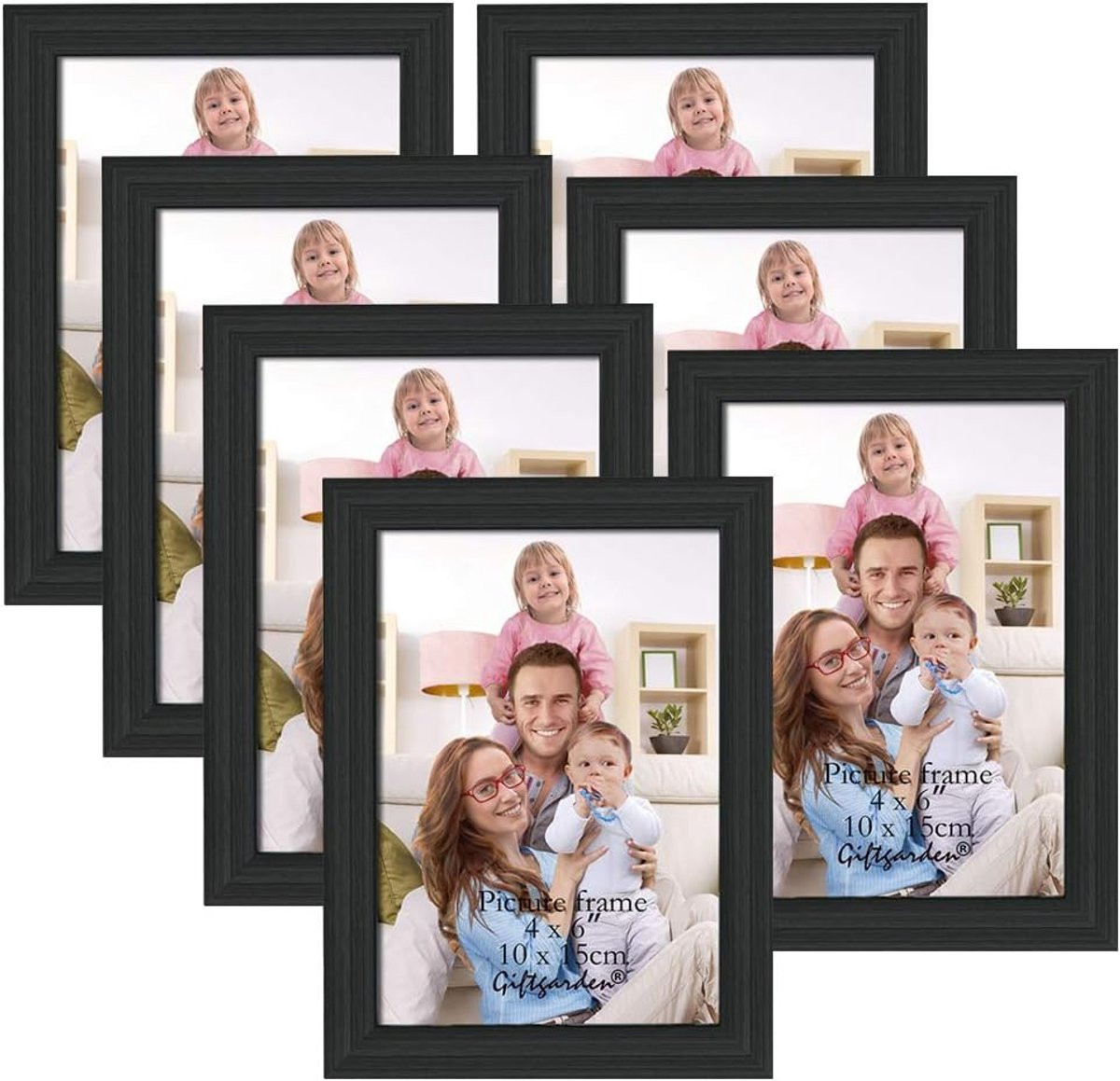 Fotolijstenset 7 stuks Collage Zwart 10 x 15 cm