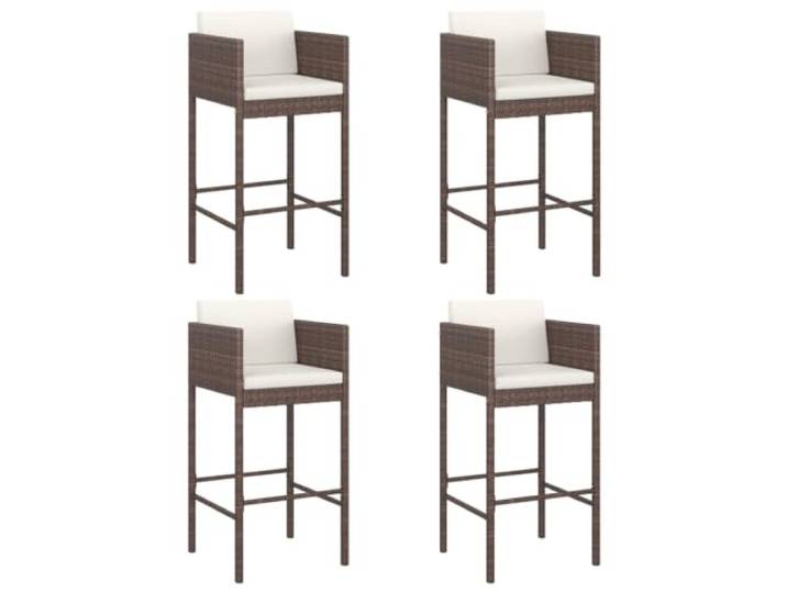 KUTYWEXFM 4er Set Barhocker mit Kissen Braun Garten Barstühle Bistrostühle für Terrasse und Balkon mit bequemen Polstern, robuster Stahlkonstruktion und 110 kg Tragkraft.