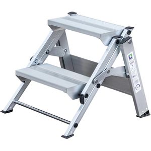 MUNK Klapptritt 55002, aus Aluminium, einseitig begehbare Klapptreppe, mit 2 Stufen