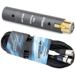 Hosa MPA-149 Mikrofon-Vorverstärker mit Kabel, Effektgerät, Grau